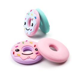 Lovely Doughnut Silicone Teether Reduce Drooling Chewable Soother Teething Chewable Natural Donut BPA Free Molar Stick Baby Fixer ZZ