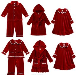 Christmas Children's Nightgown Autumn Winter kids pleuche home Pyjamas Xmas Boys girls hooded Bows belt Nightgown Bathrobe Z5288