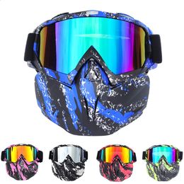 Outdoor Eyewear BOLLFO Ski Snowboard Glasses Snowmobile Skiing Goggles Windproof Glass Motocross Sunglasses with Mouth Filter Earware 231118