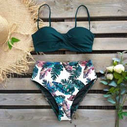 Women's Swimwear Sexy Leaf Print Bikini Female Swimsuit Women Swimwear Thong Push Up Bikinis Set High Waist Swimming Suits for Bathing Suit 230418