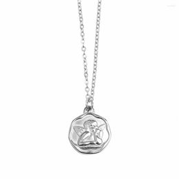 Pendant Necklaces Stainless Steel Cherub Disc Coin Fashion Necklace Delicate Kids Gift For Him