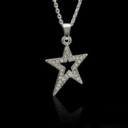 Pendant Necklaces Sweet Cool Star Shiny Zircon Crystal Pendant Necklaces Bling Vintage Pentagram Neck Chains Y2k Fashion Jewelry for Women Girls Z0417