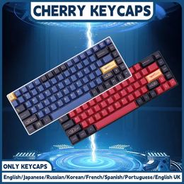 Keyboards BLUE RED Samurai Japanese Korean Russian Spanish French PBT Keycaps ISO layout Cherry Profile For Custom Mechanical Keyboard 231117