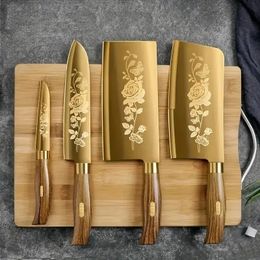 4pcs/set, Kitchen Knife, Meat Knife, Slicing Knife, Bone Cutter, Portable Kitchenware For Outdoor Camping Cooking