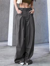 Women's Pants Y2k Women Street Style Bagyy Low Waist Autumn Solid Gray Loose Fashion Trousers Female Vintage Casual Spring Pant