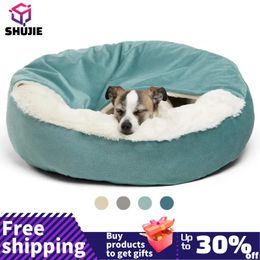 kennels pens Orthopedic Dog Bed With Hooded Blanket Winter Warm Waterproof Dirt Resistant Cat Puppy House Cuddler Machine Washable 231117