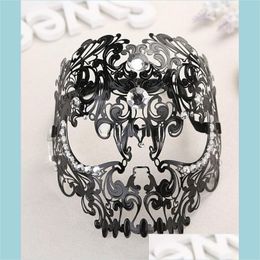 Party Masks Venice Cosplay Iron Mask Diamond Masquerade Fun Eye Queen Fl Face Metal Rhinestone Prom Drop Delivery Home Garden Festiv Dh0Cd