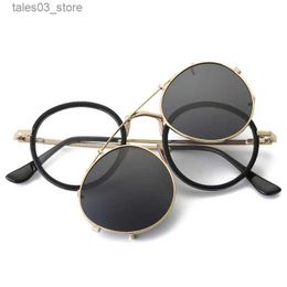 Sunglasses Polarised Sunglasses Women TR90 Vintage Round Clip on Sun Glasses Men Retro Driving Sunglass UV400 Prescription Eyewear Frames Q231120