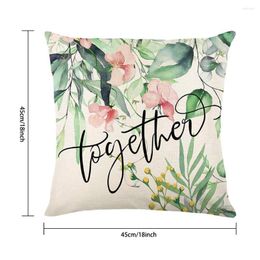 Pillow 4pcs Floral Linen Pillowcase Letter Print Cover For Home Living Room Sofa Couch Decor(45 X 45cm)