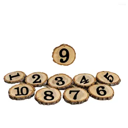 Party Decoration 10 Pcs Home Wooden 1- Number Wedding Decor Hanging Wood Slice Sign Tree Branch Natural Slices The
