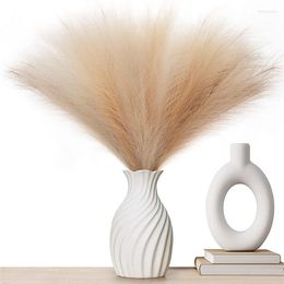 Decorative Flowers Beige Fluffy Artificial Pampas Grass Wedding Decor 20pcs Boho Bouquet Party Home Vase Fake Plant Reed Flower