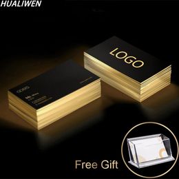 Business Card Files 100PCS Customised High-end Stamping Double-sided Printing 500G Paper 90*54MM 230417