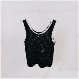 Womens Sweaters 210 2023 Runway Spring Brand Same Style T Shirt Sleeveless Black White Plover Fashion Clothes High Quality Drop Delive Dhmdd