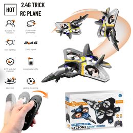 ElectricRC Aircraft Trick 4 Rotor RC Glider Aircraft Drone LED 2.4G Gravity Sensor Remote Control Helicopter Outdoor Plane Toys for Kids Boys 230417