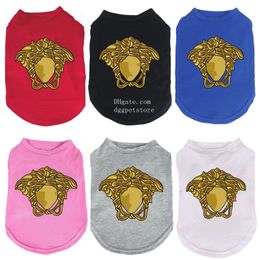 Designer Dog Clothes Brand Dog Apparel with Classic Medusa Pattern Fashion Summer Cotton Pets Vest Soft Breathable Puppy Kitten Pet Shirts for Small Dogs Red XXL A769