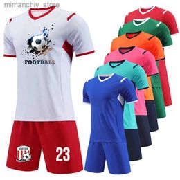 Collectable Custom Football Jersey Sets for Kids Men 22/23 New Sty 2 Pieces Summer Short Seve T-shirts Shorts Soccer Training Uniforms Q231118