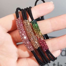 Water Diamond Head Women's Fashionable New Korean Net Red Rope Simple Temperament Tie Horse Tail Leather Band Crystal Hair Ring