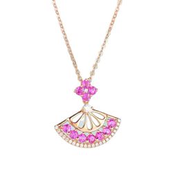 Most Popular Fine Pure Gold Jewelry Ruby Dance Dress Diamond Gemstone Pendant Necklace For Women