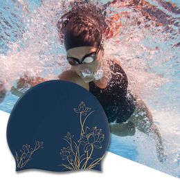 Swimming caps Useful Swim Pool Hat Non-slip Protective Silicone Water-Resistant Stretchy Swimming Sports Hat P230418