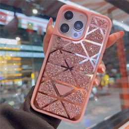 High Grade Bling Shell Fashion Phone Case for IPhone 15pro 15 14promax 14pro 14 13 13pro 12 12pro 12Pro Max Classic Triangle Design Phones Cases Back Shockproof Cover