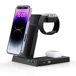 Newest Design 15W Wireless Charger 3 in 1 Foldable Charging Staion for Apple iPhone 15 14 13 12 Pro/Max/Plus,iWatch Ultra/8/7/SE/6/5/4/3/2,Airpods 2 Pro ,Samsung Galaxy Watch 5/4/3