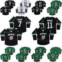 College Hockey North Dakota Fighting Sioux Jersey 9 Jonathan Toews 11 Zach Parise 7 TJ Oshie Ross the Rhea 3 ST Johns Shamrocks Green Black