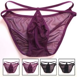 New Briefs Mesh Nylon Calzoncillos Hombre Gay Cueca Panties See Through Thin Hot Bikini Mens Sexy Underwear Jockstrap