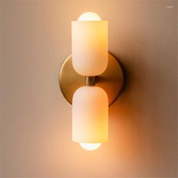 Wall Lamp Nordic Quality Blue White Amber Glass Shade Hallway Bedroom Living Room Beside Study Art Light Smoke Sconce