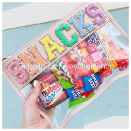 Other Fashion Accessories Many Colour Embroidery Letters Clear Flat Nylon Pouch Bag Portable Waterproof With Metal Zipper Pouches Bag Dhspi