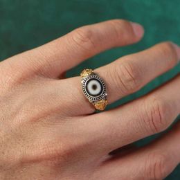 Light Luxury Tibetan Diamond Pestle, One Eye Tianzhu Old Ethnic Style Index Finger Ring, Versatile Ring for Men and Women