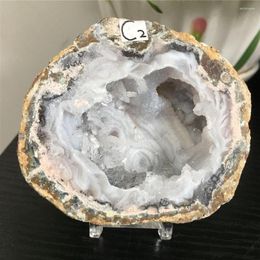 Decorative Figurines Mexico Natural Crystal Cluster Agate Geode Rough Point Healing Teaching Mineral Specimen