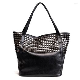 Evening Bags Big Bag For Women Handbag Winter Shopper Tote Rivet Large Capacity Soft Leather Casual Black Ladies Sling