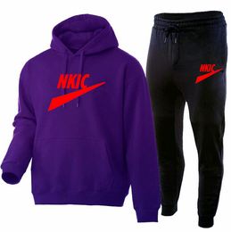 Men's Solid Brand Print Tracksuits Hoodies Pants Sets Pullovers Sweatershirts Sweatpants Oversized Hooded Streetwear Outfits