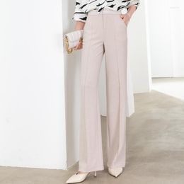 Women's Pants 2023 Women Spring Summer Wide Leg Trousers Elastic Band Waist Straight Chiffon Flare Thin Elegant Office Suit