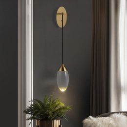 Wall Lamp Elegant Nordic Crystal Bedside Bedroom Living Room Background Decorative Brass Light Sconce