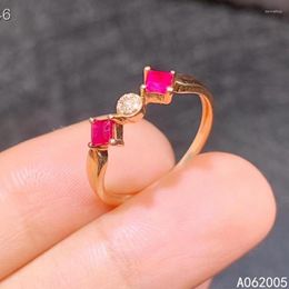 Cluster Rings KJJEAXCMY Fine Jewelry 18K Gold Inlaid Natural Ruby Female Ring Luxury Support Test Selling
