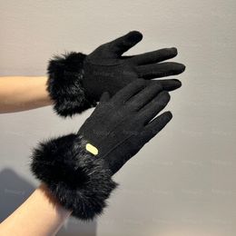 Classic Leather Thicken Gloves Designer Autumn Winter Warm Five Fingers Gloves Mittens For Women