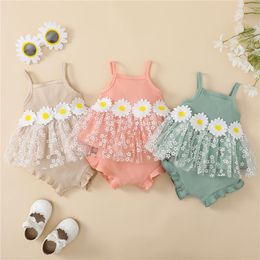 Clothing Sets Summer Toddler Clothes Born Baby Girl Sleeveless Daisy Tank Tops Ruffle Shorts Infant 2Pcs Outfits