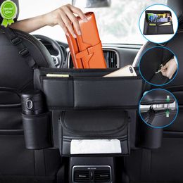 Leather Car Organizers and Storage Bag Between Front Seats Auto Consoles Organize Tissue Water Cup Net Pocket Barrier of Pet Dog