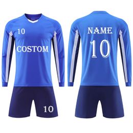 Outdoor T-Shirts Customised Adult Children Football Jerseys Uniforms Long Sleeves Tracksuit Boys Girls Soccer Goalkeeper Clothes Training Sets 231117