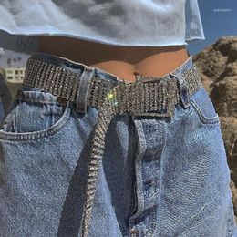 Belts Western Cowboy Ins Luxury Ten Rows Of Diamonds Bright Diamond Inlaid Crystal Waist Chain Belt Women WholesaleBelts