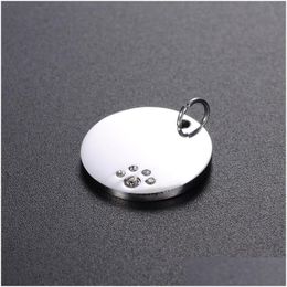 Dog Collars Leashes 20Mm Round Stainless Steel Crystal Tags Pets Id Address Name Phone Number Label Pendant Jewellery Za6044 Drop De Dhhxt