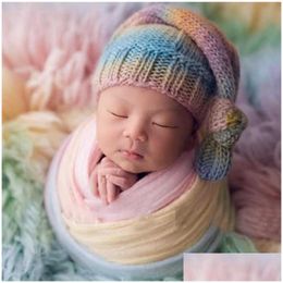 Christening Dresses Newborn Pography Clothing Rainbow Wrap Po Studio Baby Props Moon Fl Cotton Yarn Growth Souvenirs Drop Delivery Kid Dhokw