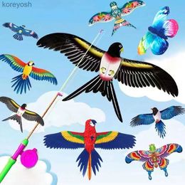 Kite Accessories Kite 1Set Children Kite Toy Cartoon Butterfly Swallows Eagle Kite with Handle Kids Flying Kite Outdoor ToysL231118