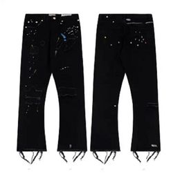 designer jeans men pants for women and retro high street splashed ink graffiti montage wear unisex size S-XL WRA7