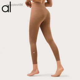 AL Lycra fabric Solid Color Women yoga pants High Waist Sports Gym Wear Leggings Elastic Fitness Lady Outdoor Sports Trousers dress lululemen