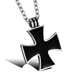 Chains Fashion Man Metal Knight Pendant Necklace Black Stainless Steel Iron Cross Mens Commemorative Gifts