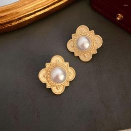 Stud Earrings Brincos Para As Mulheres Oorbellen Antique Jewelry Matte Pearl French Contracted S Feeling Restoring Ancient Ways Of