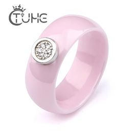 Solitaire Ring Design Women Lady Rings Smooth Curved Surface lovely Cute Light Pink Color Ceramic Jewelry Christmas Engagement Gift 231117