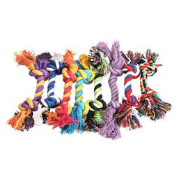 Pets Dog Cotton Chews Knot Toys colorful Durable Braided Bone Rope 18CM Funny dogs cat Toy B31646241